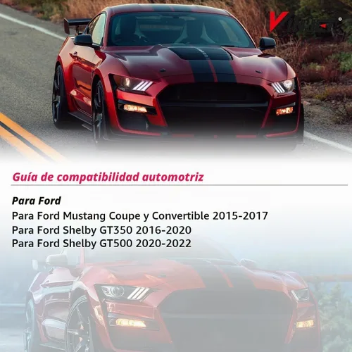 Vista 5 de Conjunto de faros LED para Ford Mustang Coupé y Convertible 2015-2017 Azul púrpura