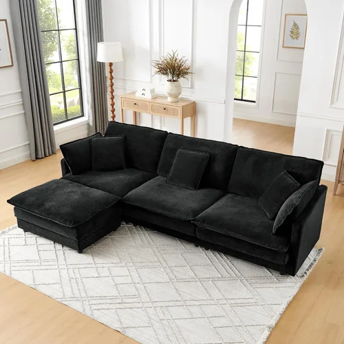 Vista 3 de Sofá modular combinado de bricolaje, juego de sofá en forma de L de 110.2 pulgadas para muebles de sala de estar, juego de muebles para la sala de 3