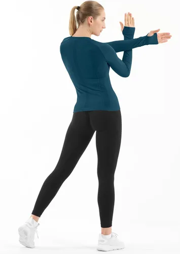Vista 3 de MathCat - Camisetas de entrenamiento sin costuras para mujer, camisetas de yoga de manga larga, camiseta deportiva para correr, camiseta atlética