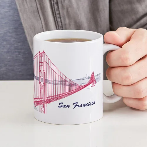 Vista 6 de CafePress Taza de café de cerámica de 11 oz (11.0 fl oz) de San Francisco Blanco - Taza San Francisco