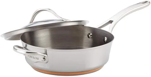 Vista 18 de Anolon Nouvelle - Juego de ollas y sartenes de acero inoxidable, 10 piezas Stainless Steel Cookware Set with Lids, Oven Safe to 500°F, Durable