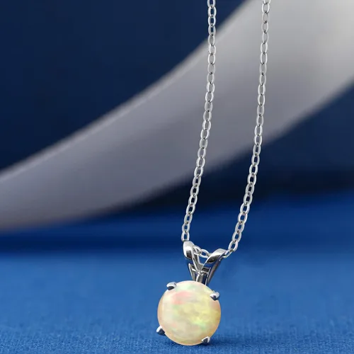 Vista 32 de Gem Stone King Collar con colgante solitario de plata de ley 925 de 0.236 in con piedra natal redonda Collar de 4 puntas para mujer Con cadena