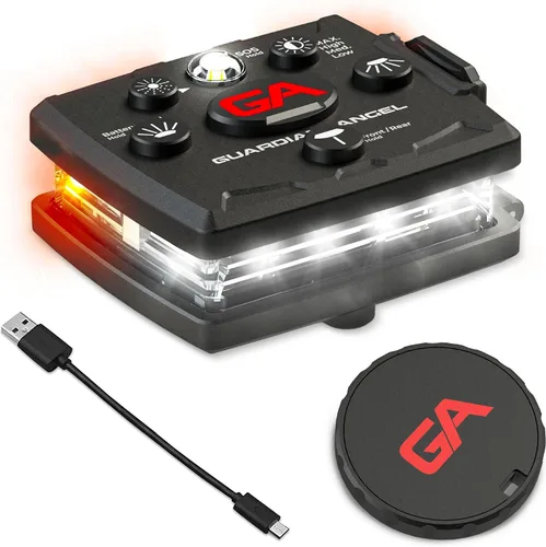 Vista 10 de Guardian Angel, Micro Series - Luces de seguridad, (Frente completamente blanco y parte trasera roja) Linterna LED recargable, magnética
