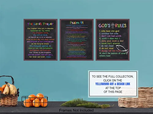 Vista 7 de 10 Diez Mandamientos – Arte de pared de oración de los Señores – Salmo 91 – Decoración de pared religiosa – Arte cristiano para mujeres y niños