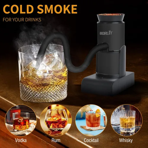 Vista 3 de BORUiT SK305 - Pistola de ahumar, infusor de humo portátil de mano, ahumador de cóctel, kit de ahumador de alimentos para cualquier carne, cóctel