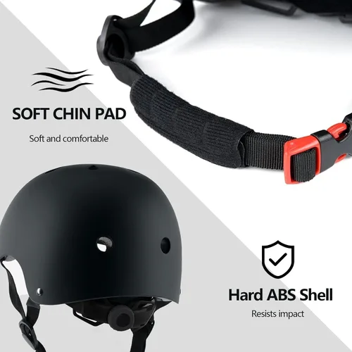 Vista 8 de Juego de casco de bicicleta para niños, certificado CPSC con rodilleras, coderas, muñequeras, casco negro ajustable para niñas de 2-3-5-8 años