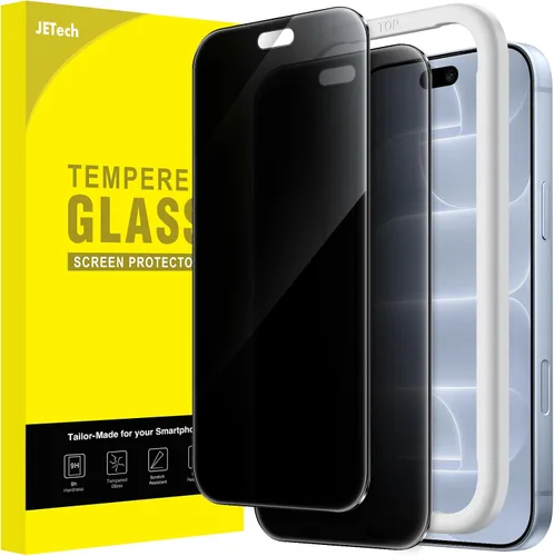 Vista 14 de JETech Protector de pantalla de privacidad para iPhone 15 Pro, paquete de 2