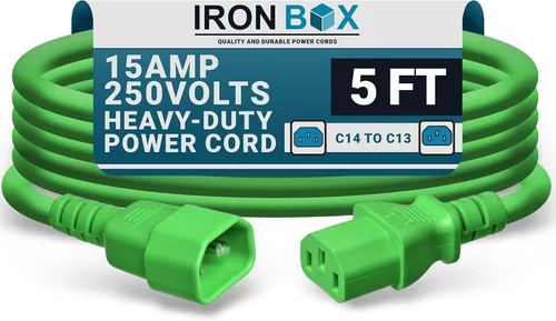 Vista 31 de IronBox Electric - Cable de Alimentación C14 a C13 de Servicio Pesado, 15A, 250V, Cable de Extensión para Computadora 14/3 AWG - Cables