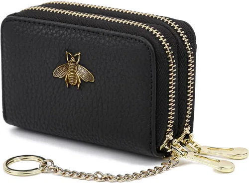 Vista 64 de imeetu Soporte para tarjetas de crédito RFID, cartera pequeña de cuero con cremallera para mujer
