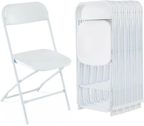 Vista 12 de Giantex Silla plegable con asiento y respaldo de plástico, marco de metal resistente, capacidad estática de 770 libras, asiento comercial