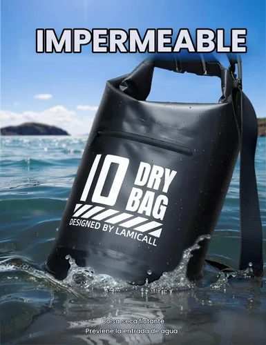 Vista 3 de Lamicall Dry Bag Mochila impermeable con bolsa para teléfono 5L/10L/20L/30L/40L Negro