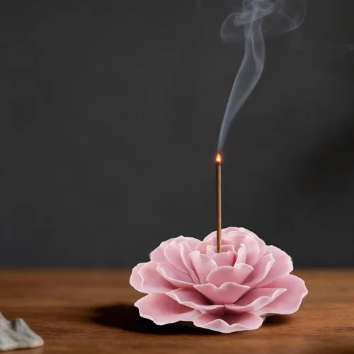 Vista 4 de Bitray Soporte de incienso rosa 3.35 "Dia Burner Holder Cerámica Flor Incienso Sticks Holder para Yoga Studio
