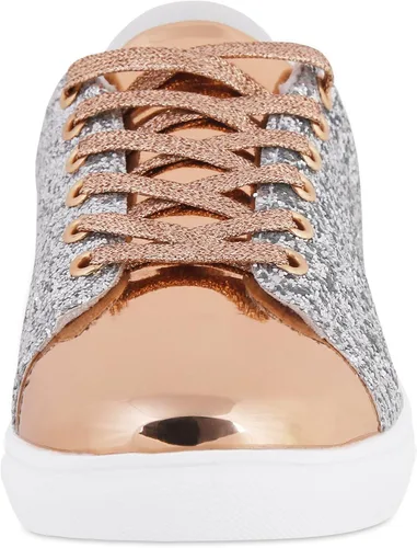 Vista 3 de Zapatos brillantes con lentejuelas brillantes para mujer, zapatos de tenis brillantes con diamantes de imitación con cordones