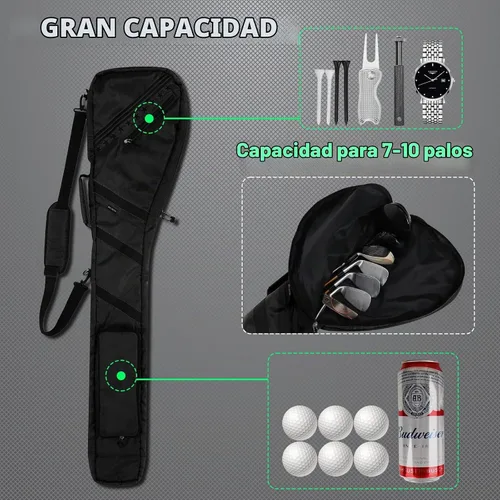 Vista 5 de Big Teeth Bolsa de golf domingo, pequeña bolsa de golf ligera, bolsa de golf Par 3 para unos pocos clubes, práctica con correa de transporte Negro