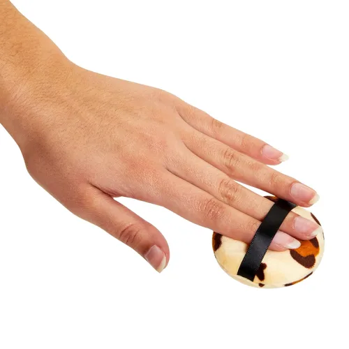 Vista 5 de Glamlily Polvo con estampado de leopardo, aplicadores de maquillaje de poliéster de espuma suave, almohadillas de maquillaje con estampado