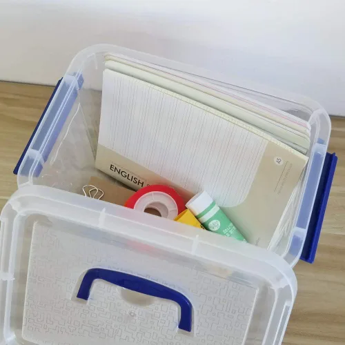 Vista 6 de Caja de almacenamiento transparente con tapa, cajas de plástico pequeñas de 6 litros, juego de 6