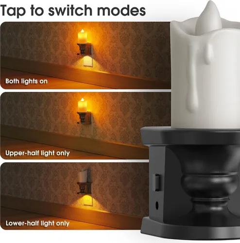 Vista 4 de Briignite Flameless Candle Night Light, Amber Night Lights, Dusk to Dawn