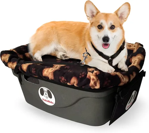 Vista 12 de FIDORIDO Asiento de automóvil para perro, asiento de auto con funda, arnés y correas, base de plástico duradero, cómodos cojines, fácil de instalar