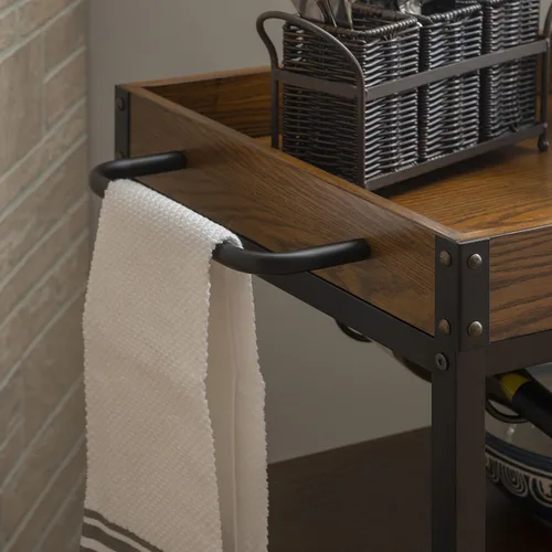 Vista 5 de Carrito de cocina portable Linon Austin., Madera, Negro