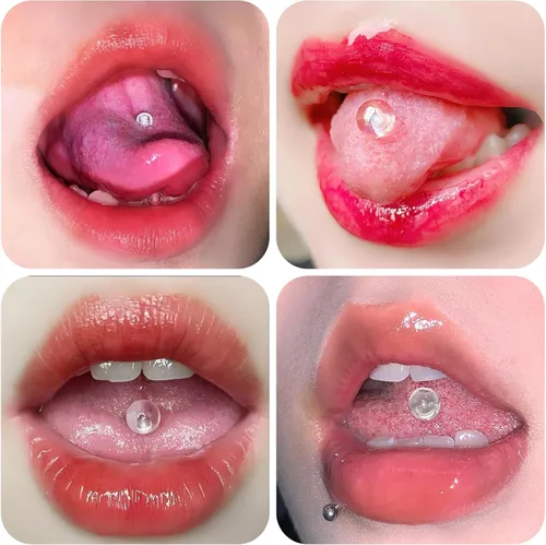 Vista 3 de Piercing de lengua de plástico transparente de 0.23 a 1.49 pulgadas, 14G, de goma acrílica, flexible, para lengua, pezón, barra para embarazo