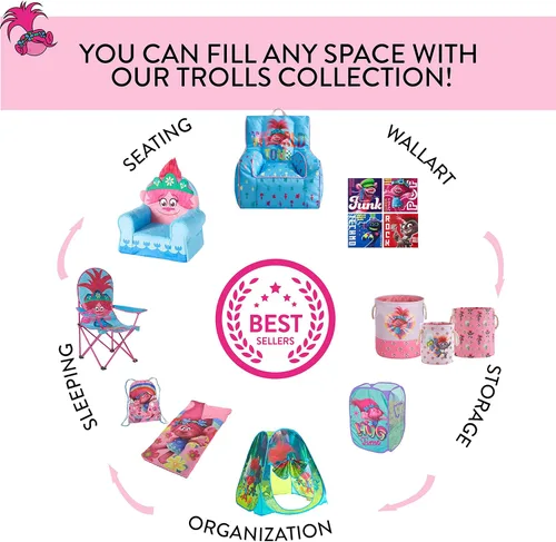 Vista 4 de Idea Nuova DreamWorks Trolls Poppy Figural - Juego de almacenamiento apilable de 2 piezas, rosa