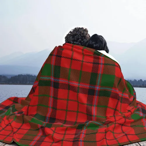 Vista 7 de Manta de forro polar ultra suave con cuadrícula roja para sofá cama