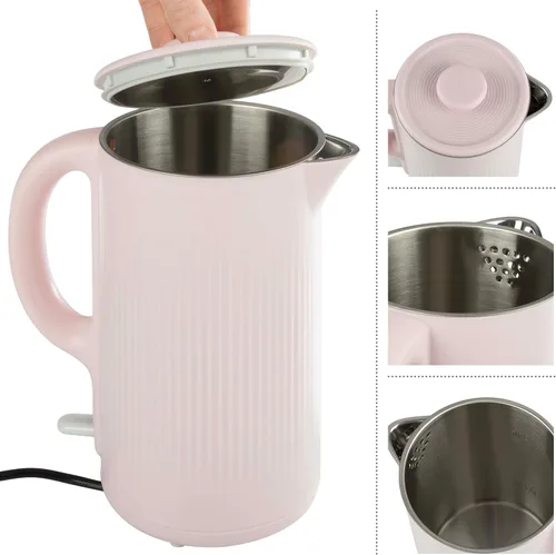 Vista 17 de Hervidor eléctrico – Calentador de agua de ebullición rápida con apagado automático con interior de acero inoxidable y construcción de doble pared