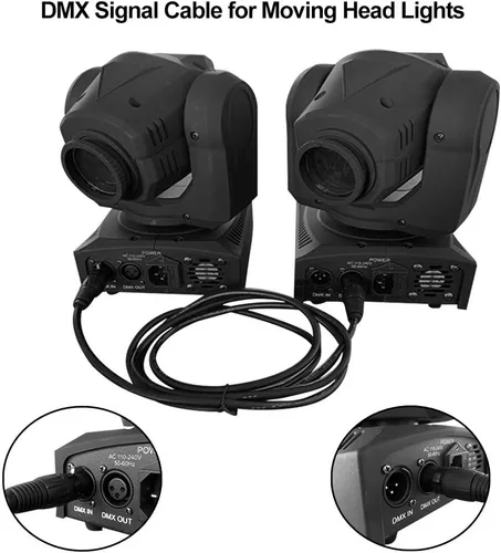 Vista 6 de Cable DMX de 3.2 pies, 10 cables de señal DMX de 3.3 ft, cables de señal, cable de señal XLR macho a hembra de 3 pines con conectores de metal