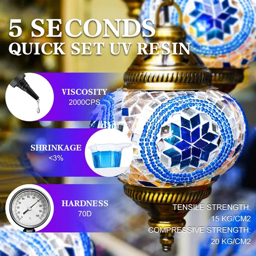 Vista 3 de Kit de resina UV con luz, pegamento UV de 2.16 oz para pegar y curar