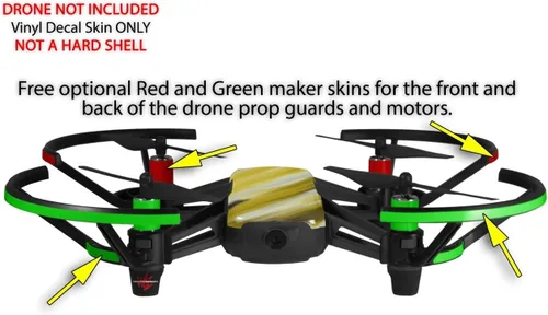 Vista 3 de Skin Decal Wrap 2 Pack para DJI Ryze Tello Drone Mezcla de pintura de drone amarillo no incluido