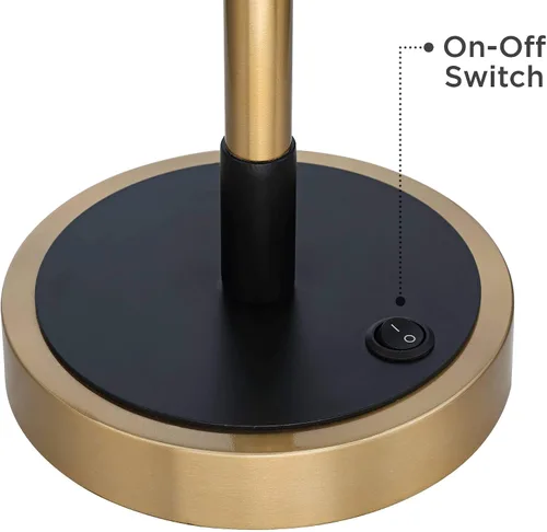 Vista 5 de Possini Euro Design Axiom - Moderna lámpara de mesa para consola de 39 pulgadas de alto, latón dorado y negro, pantalla de vidrio acanalado champán