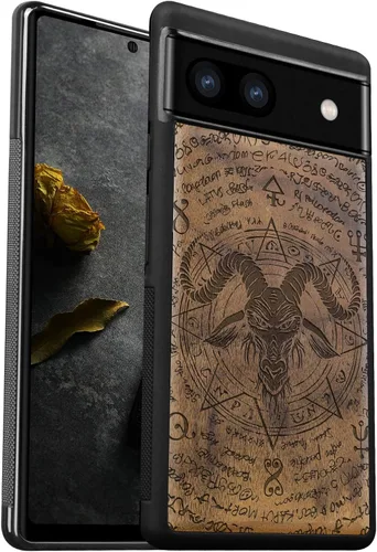 Vista 10 de Carveit Funda de madera para Pixel 6 Pro [madera natural y TPU suave negro] a prueba de golpes, diseño único de madera compatible con Google Pixel 6