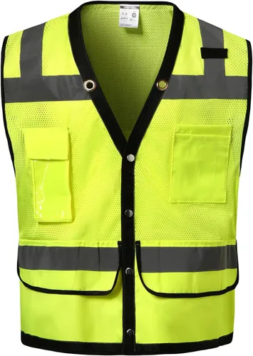 Vista 11 de Chaleco de seguridad clase 2 de alta visibilidad, chaleco de alta visibilidad con tiras reflectantes de 2 pulgadas de ancho, chaleco de construcción