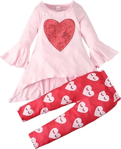 Vista 5 de TBUIALL Day Trousers Cute Girls Long Valentine's Sleeve Fashionable Set Top Baby Girls Outfits&Set 3 Month Baby Girl