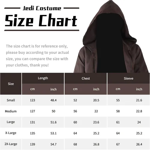 Vista 5 de Hqroidd Jedi - Bata de caballero con capucha para hombre, capa para adultos, para carnaval, Navidad, Halloween, cosplay