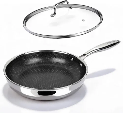 Vista 9 de imarku 8-Inch Frying Pan Non Stick with Lid, Ceramic-Coated Stainless Steel
