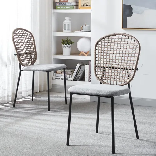 Vista 6 de pouseayar Juego de 4 sillas de comedor, sillas de cocina de estilo moderno, silla Sennit con respaldo cómodo, silla auxiliar suave para cocina