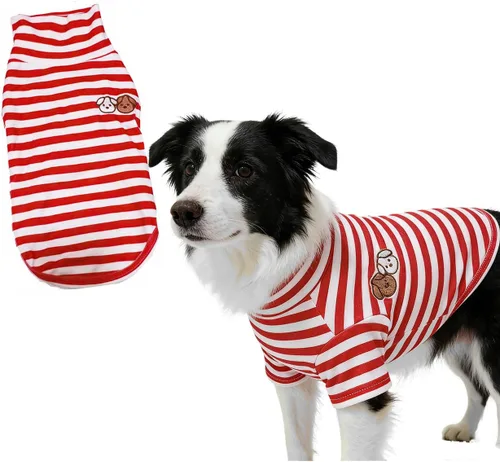 Vista 21 de Suéter de cuello alto para perro, lindo bordado de perrito, sudadera súper suave para perro, camisa para perro, suéter elástico a rayas para Raya