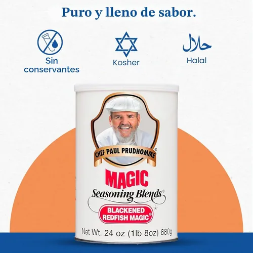 Vista 3 de Chef Paul Mezclas de Condimento Mágico de Redfish Ennegrecido Especias y Condimentos al Estilo Cajun Libres de Gluten, Sin MSG, Sabor Intenso