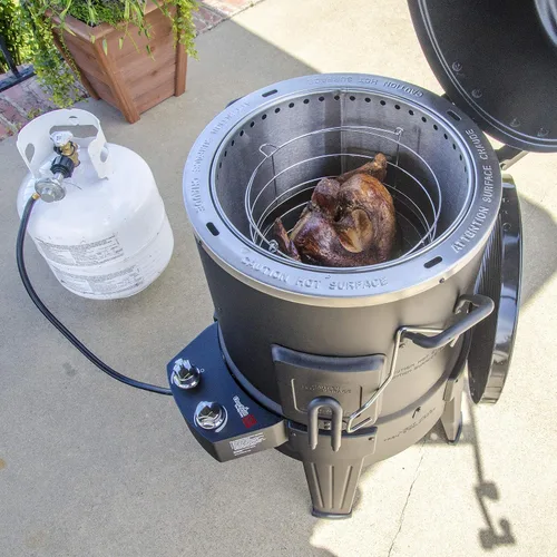 Vista 7 de Charbroil The Big Easy® TRU-Infrared 3-en-1 ahumador, asador y parrilla a gas, negro - 14101550