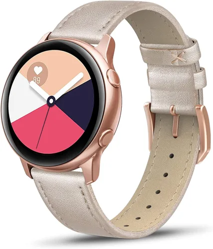Vista 15 de Correa de piel compatible con Samsung Galaxy Watch 3 de 41 mm / Galaxy Watch Active de 40 mm / Active 2 44mm / Galaxy Watch de 42 mm, 20 mm de piel