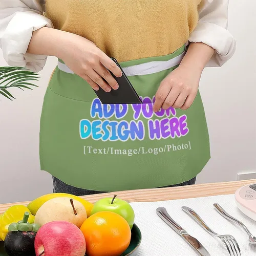 Vista 229 de AXKEUDO Delantal personalizado con bolsillos, delantales de cintura para camarera para cocinar en casa, restaurante, servir trabajo