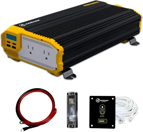Vista 12 de K KRIËGER - Inversor de corriente de 400 vatios, 12V CC a 110V CA para vehículos, con 2 salidas, puertos USB, enchufe para encendedor de cigarrillos