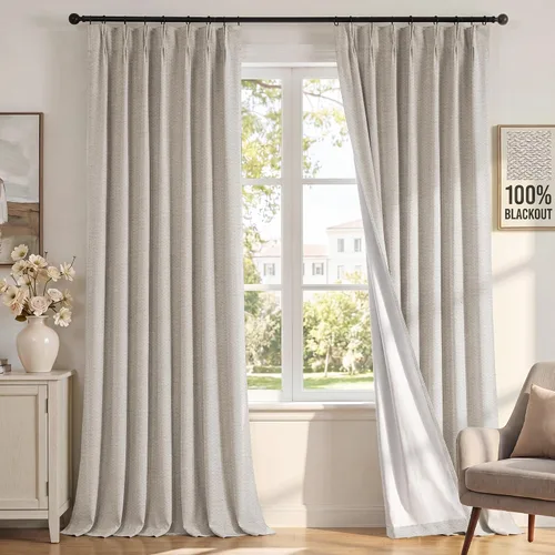 Vista 17 de H.VERSAILTEX Cortinas 100% de opacidad para dormitorio, cortinas plisadas para sala de estar, cortinas opacas con aislamiento térmico entrenadas
