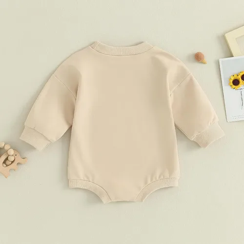 Vista 2 de Ropa de bebé recién nacido, sudadera con estampado de letras de amor, mameluco de una pieza para otoño e invierno