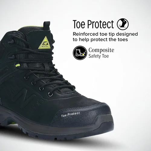 Vista 3 de New Balance Calibre - Botas de trabajo con punta compuesta para hombre, EH, PR, zapatos de seguridad de cuero antideslizantes para industria