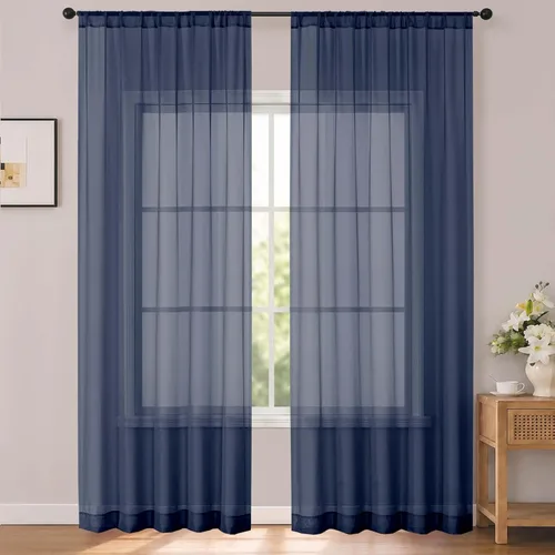 Vista 47 de OWENIE White Sheer Curtains 96 Inches Long 2 Panels for Living Room 52 Wide