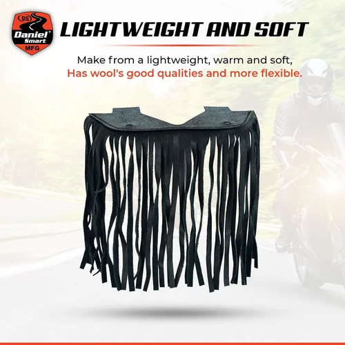 Vista 4 de Daniel Smart - Tabla de suelo de cuero para motocicleta con flecos, duradera, universal, color negro, borla, 1 pieza