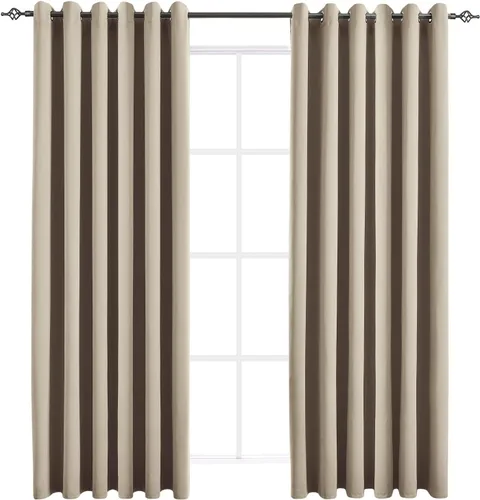 Vista 34 de Cortinas opacas para dormitorio, con aislamiento térmico y bloqueo de luz, para oscurecer la habitación, cortinas con ojales sólidos para ventana