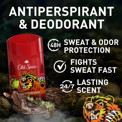 Vista 2 de Old Spice Desodorante sin aluminio para hombres, protección contra el olor 24/7, frescura y aroma duradero 24/7, se aplica transparente, Bearglove